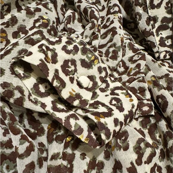 Anna Kay Sheer leopard print with gold accents blouse - Picture 3 of 10